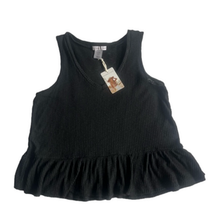 Sincerely Jules Sleeveless Ruffled Hem Tank Top Women’s Black Size XS